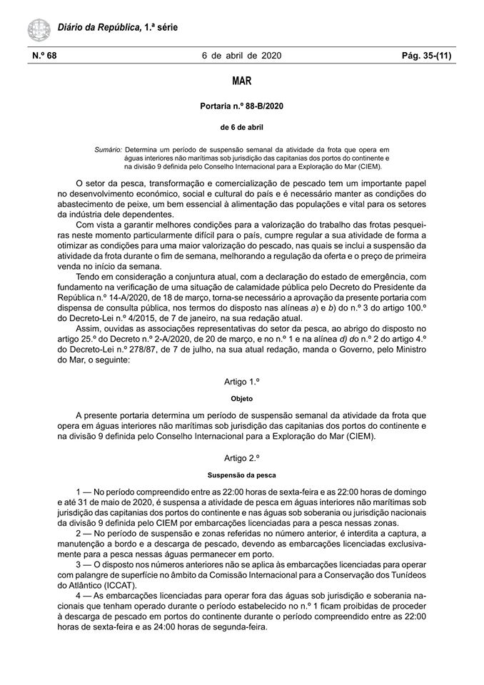 Alerta à População!! Suspensão da Pesca
